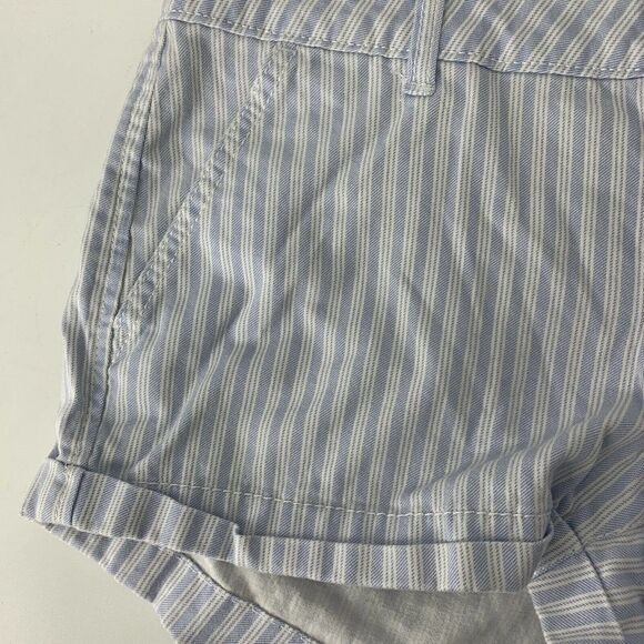 Light Blue Cuffed Chino Shorts Striped Sz Junior 7 - Picture 4 of 5